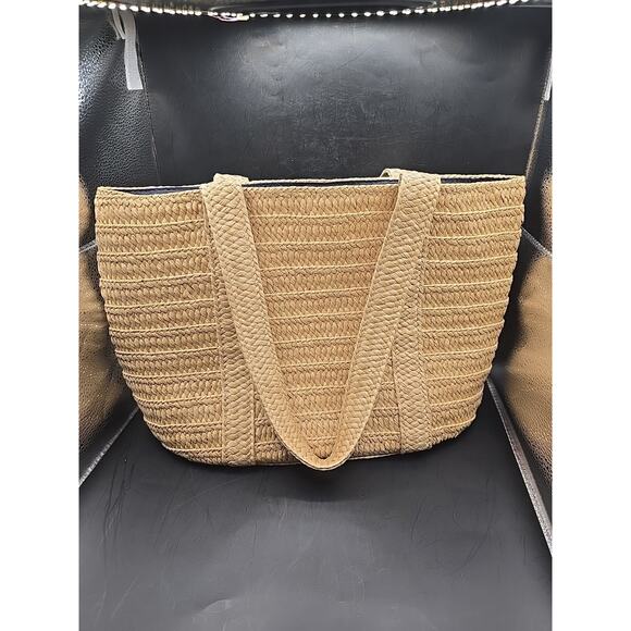 Draper James Everyday Straw Shoulder Classic Tote Bag Beach Coastal Summer - Picture 5 of 5